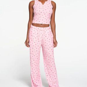 SKIMS PINK CHERRY BLOSSOM SOFT LOUNGE TANK AND PANT * new with tags